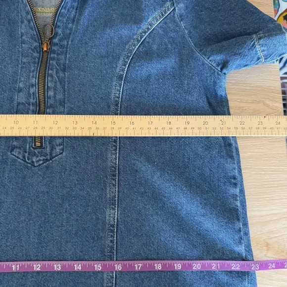 Reformation 12 Loeb Denim Mini Dress 1/4 Zip Up western country festival - Picture 8 of 9